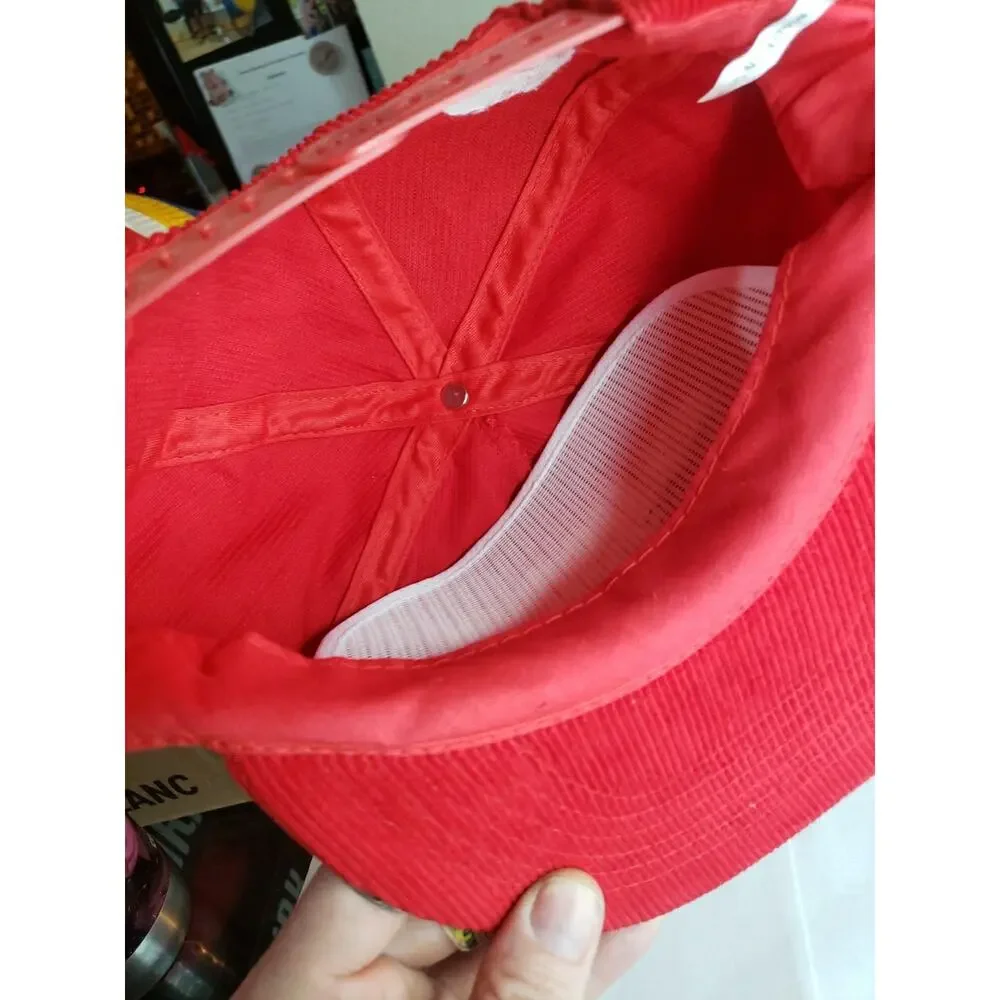 1984 LOS ANGELES OLYMPICS USA hat cap red hollywood park corduroy vintage 80s